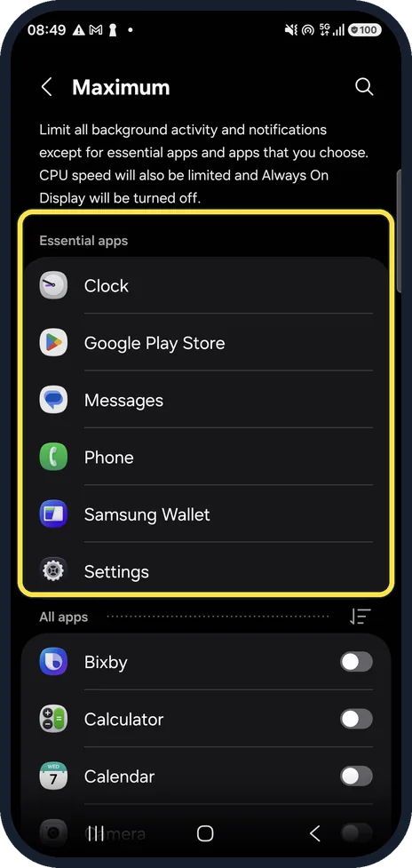 Android screenshot: Check which apps still work in Maximum