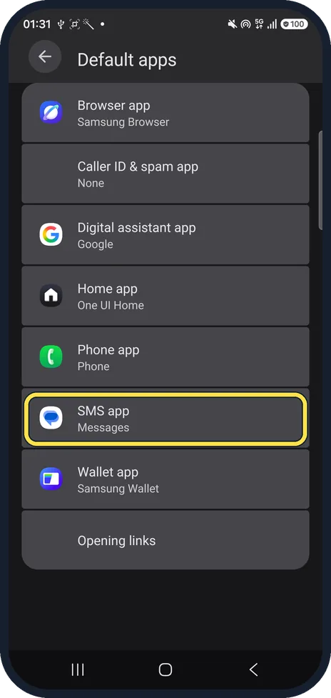 Screenshot from the guide: How to turn on RCS chats on a Samsung Galaxy (Google Messages, One UI 9)