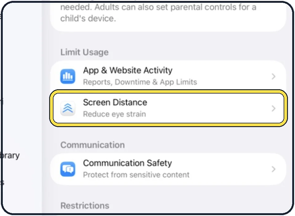 iPad screenshot: Tap Screen Distance