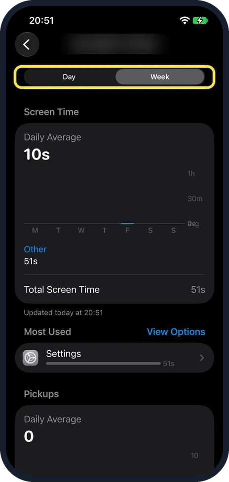 iPhone screen: Tap Daily Average for the details