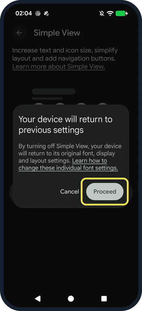 Android screenshot: Turn it off again