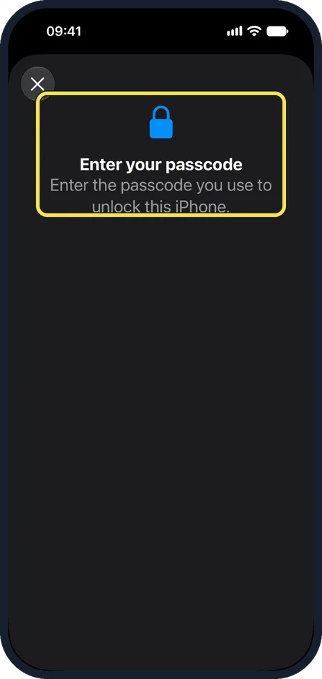 iPhone screen: Enter your passcode
