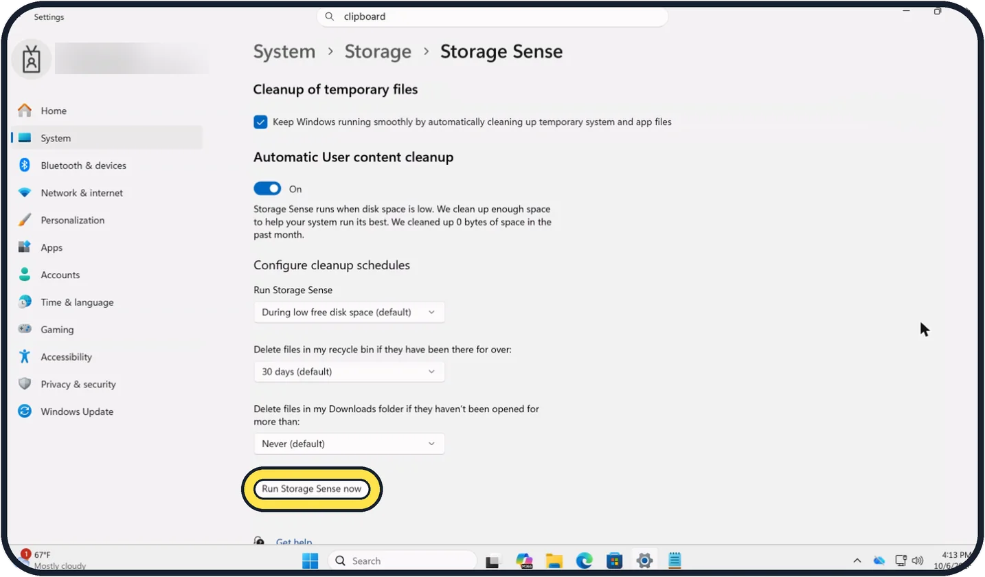 Windows screenshot: Run it once now