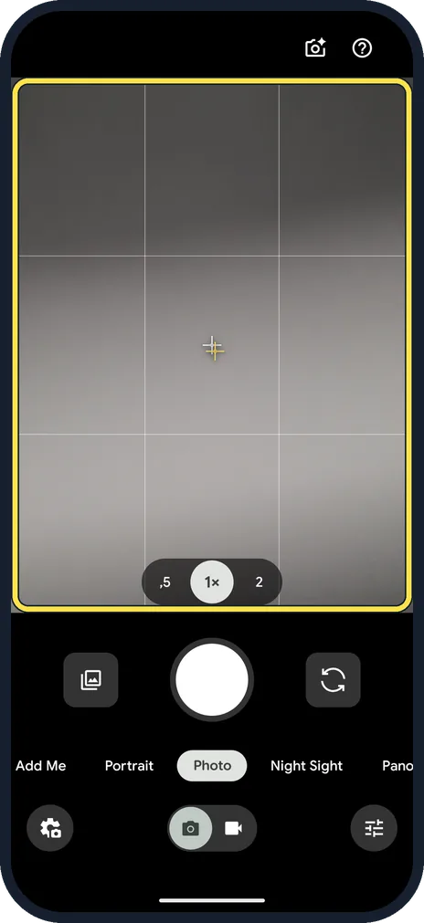 Android screenshot: Check the viewfinder