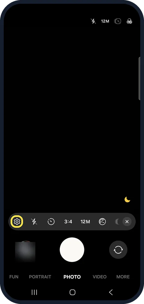 Android screenshot: Tap the gear