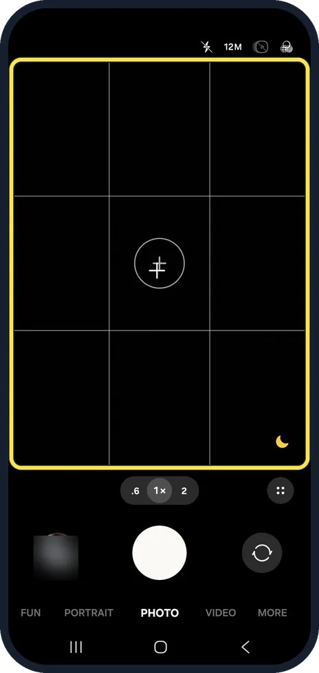 Android screenshot: Check the viewfinder