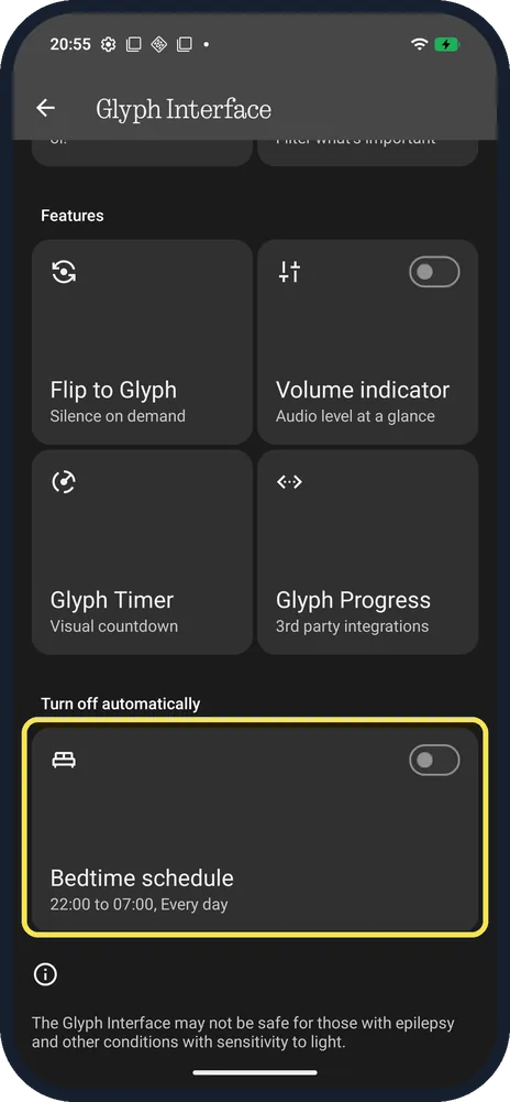 Android screenshot: Set a Bedtime schedule