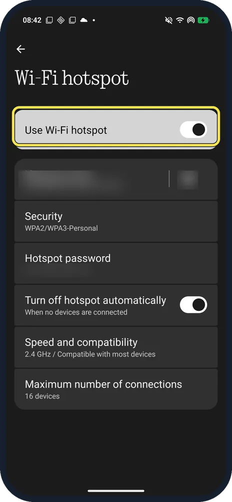 Android screenshot: Check it is on