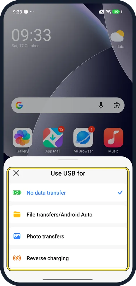 Android screenshot: Use USB for