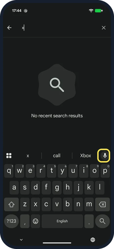 Android screenshot: Tap the microphone