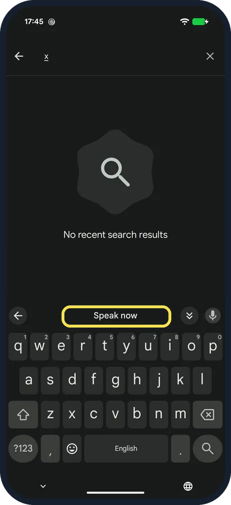Android screenshot: Speak