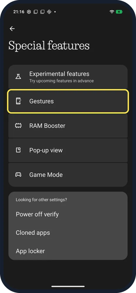 Android screenshot: Tap Gestures