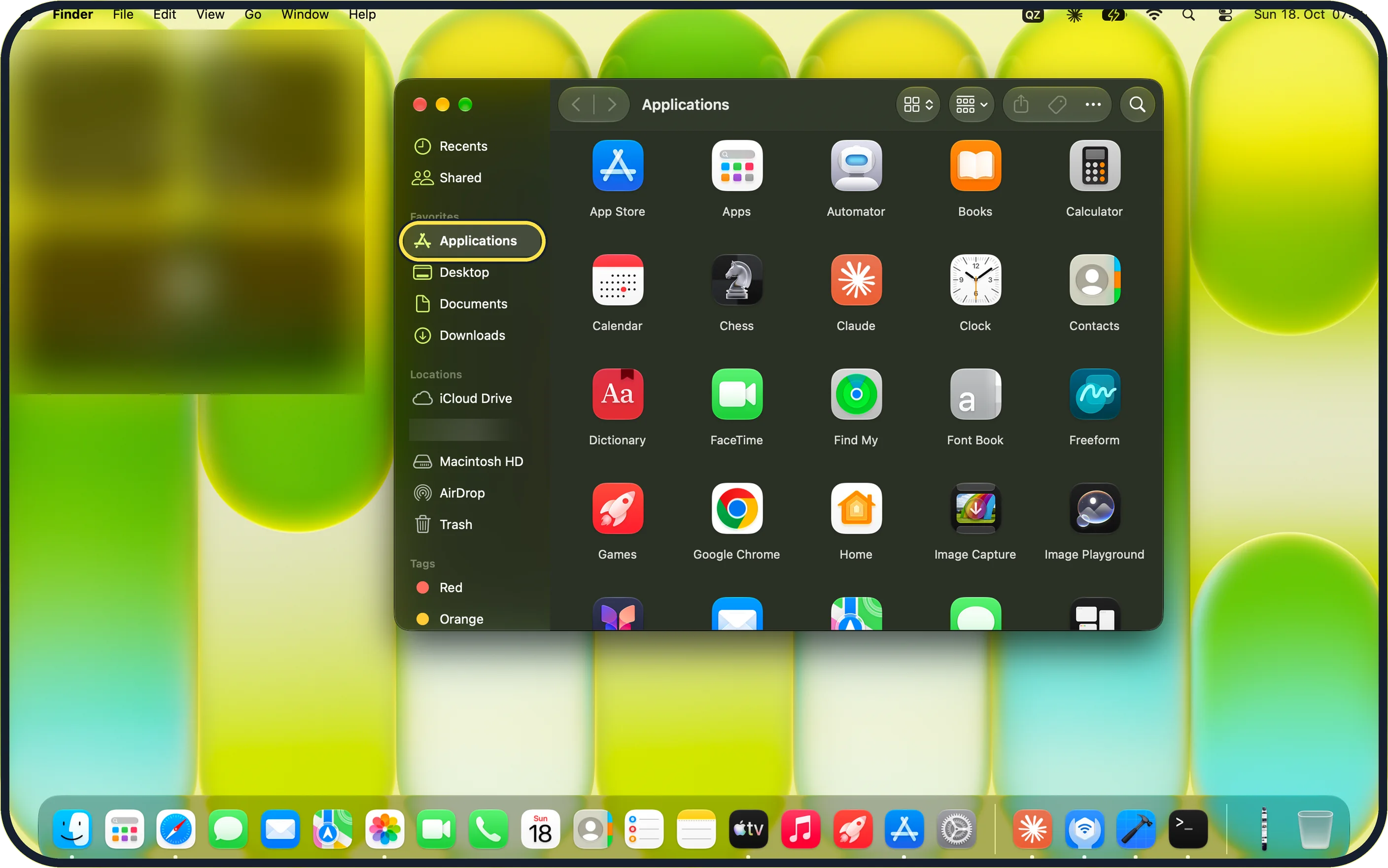 Mac screenshot: Open Finder and click Applications