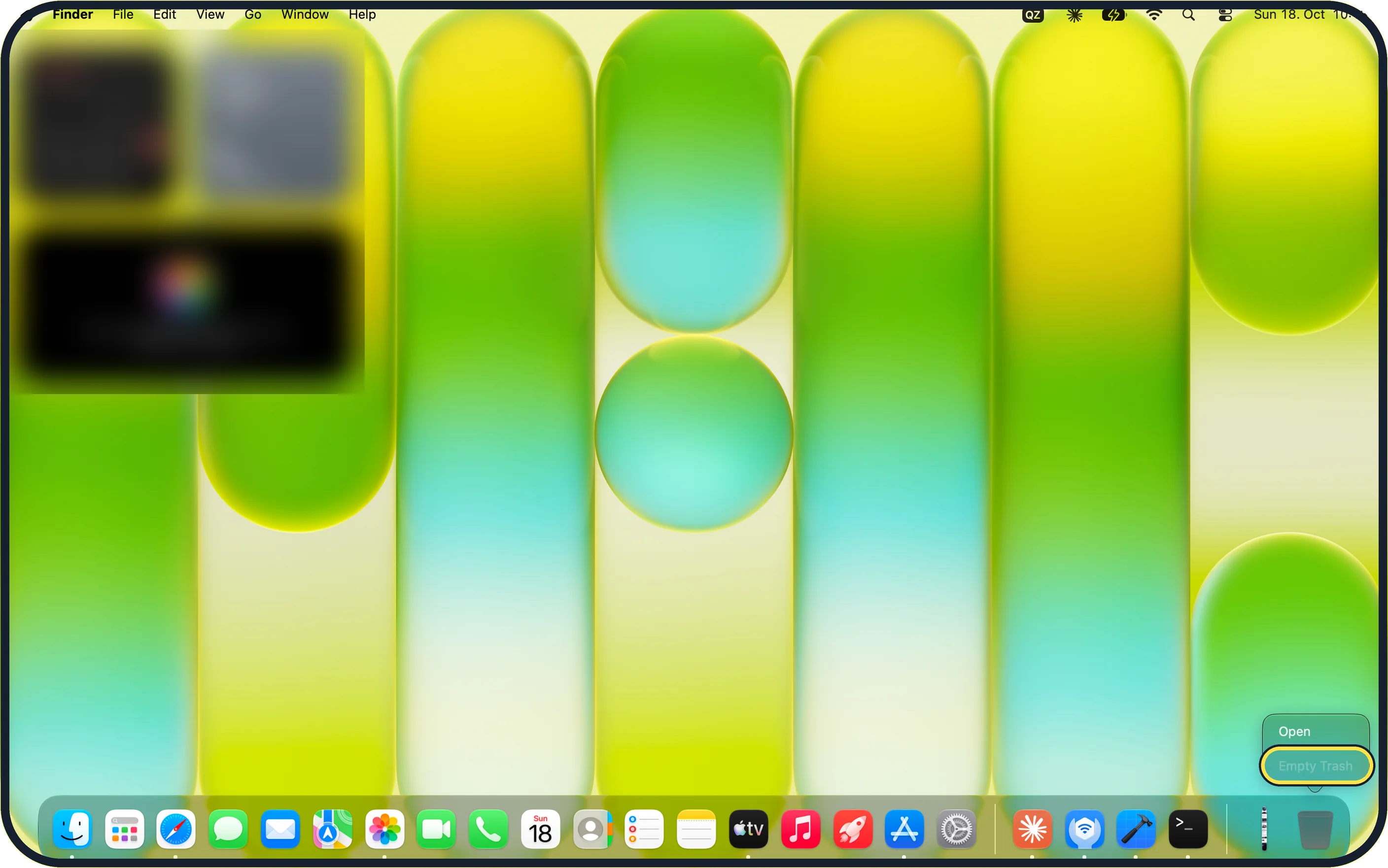 Mac screenshot: Empty the Trash