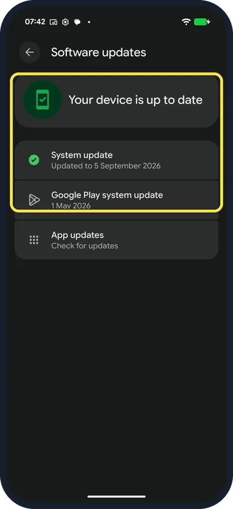 Android screenshot: Check the system