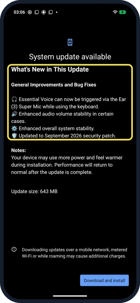 Android screenshot: Read What's New