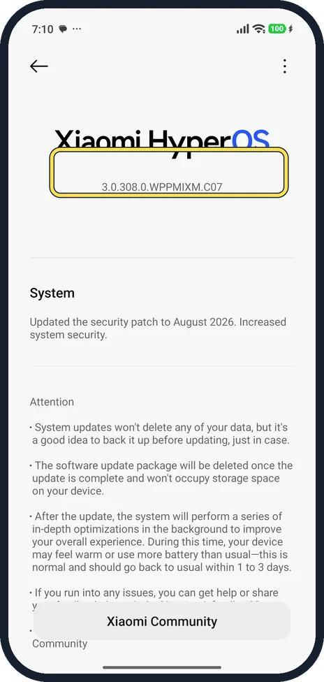 Android screenshot: Read your version