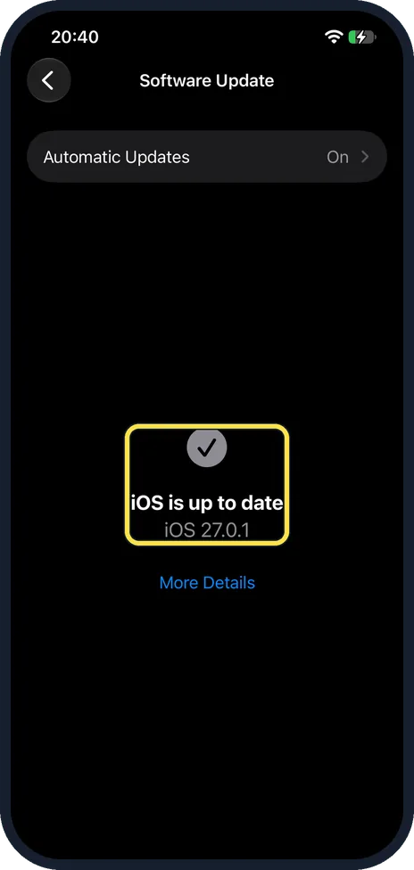 iPhone screen: Check for an update