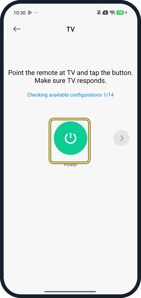 Android screenshot: Point and tap Power