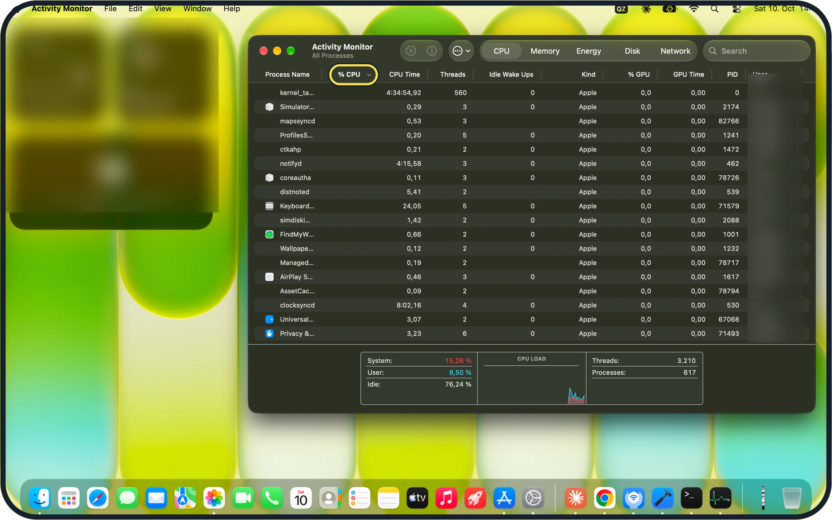 Mac screenshot: Look at the CPU tab