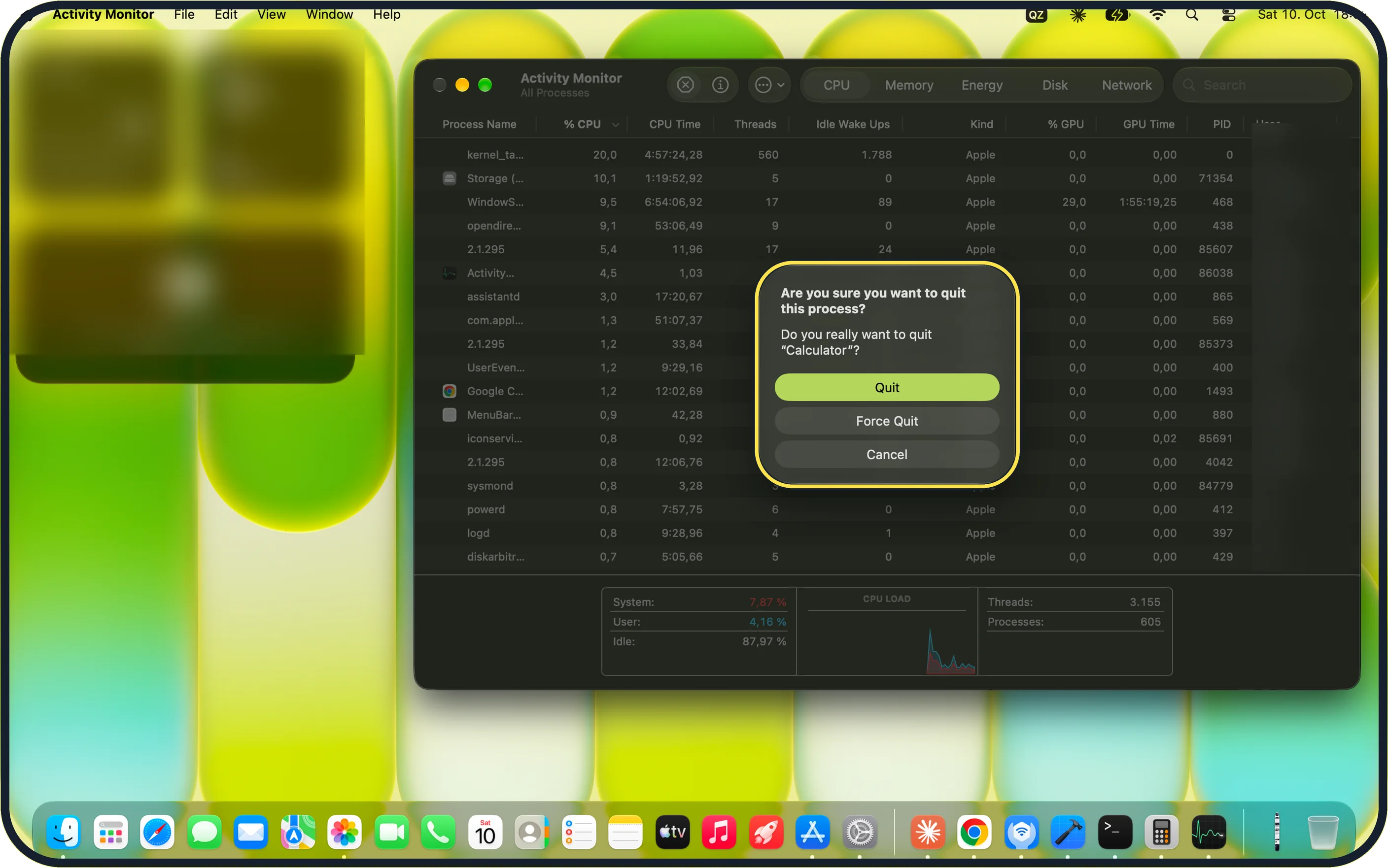 Mac screenshot: Quit a hung app