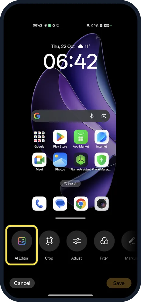 Screenshot from the guide: How to use AI Eraser on an OPPO phone (ColorOS 16)