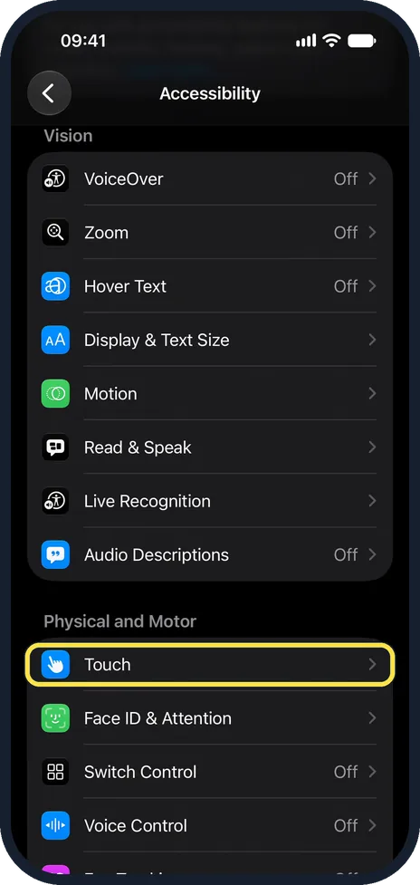 Screenshot from the guide: How to use AssistiveTouch if an iPhone button is broken