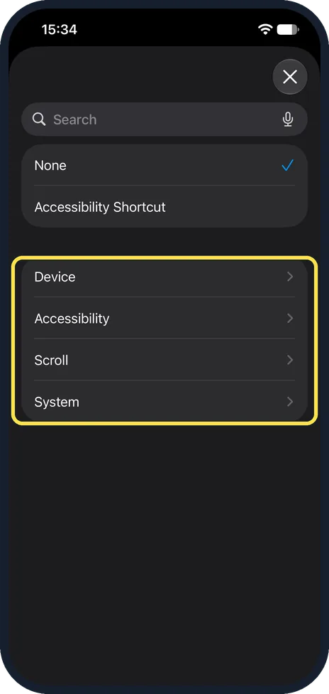 iPhone screen: Pick an action