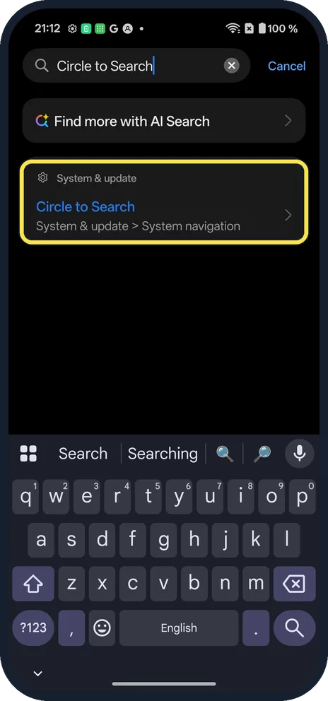 Android screenshot: Check it is on