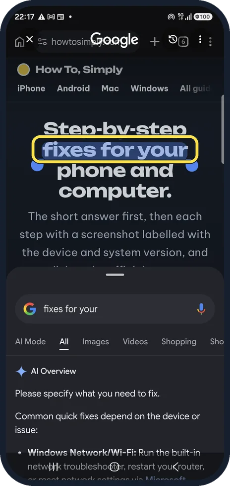 Android screenshot: Circle what you want