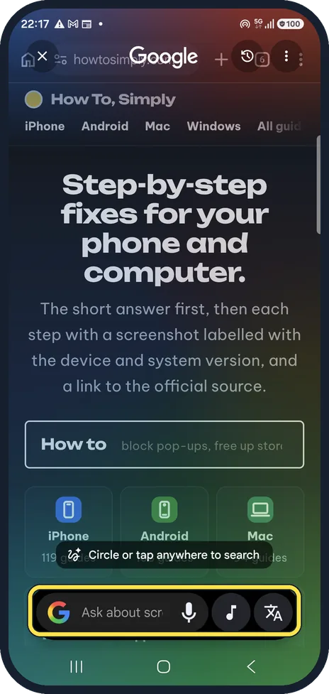 Android screenshot: Ask, listen or translate