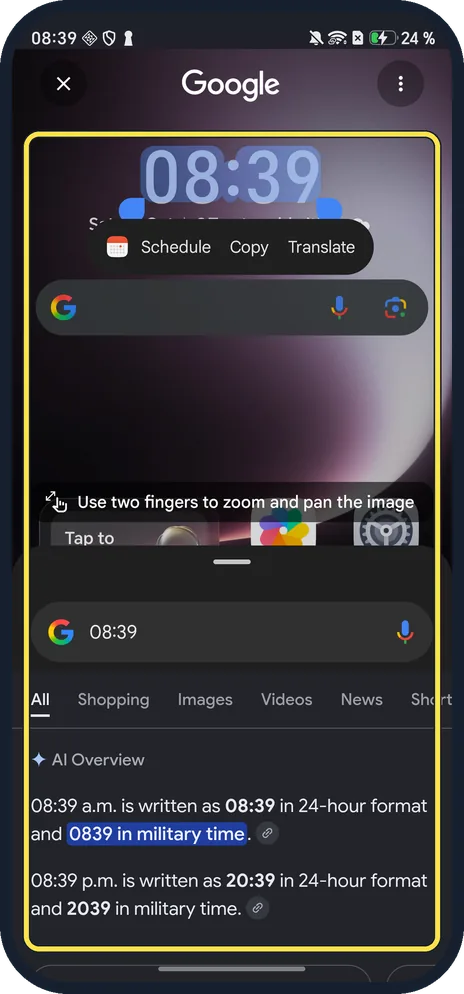 Android screenshot: Read the results