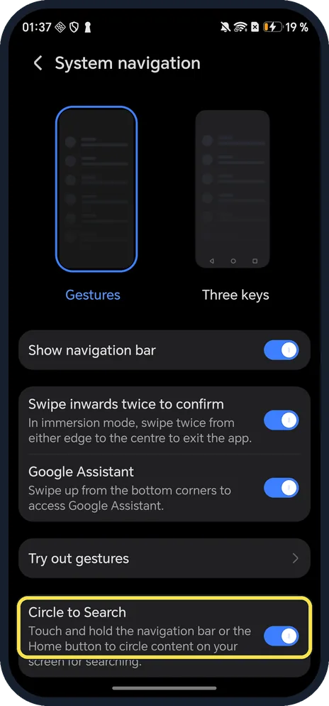Android screenshot: Check the switch if nothing happens