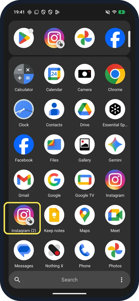 Screenshot from the guide: How to use Cloned apps on a Nothing Phone (two Instagram or Facebook accounts)