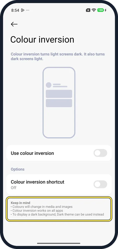 Android screenshot: Keep in mind