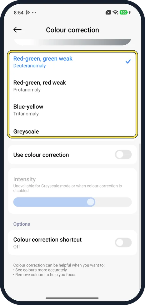 Android screenshot: Pick a mode