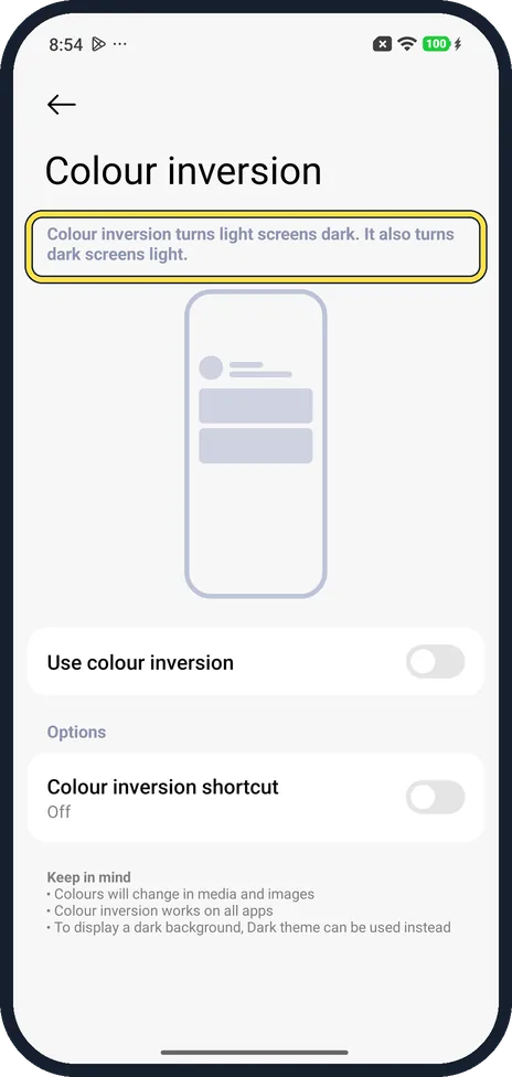 Android screenshot: Read what it does