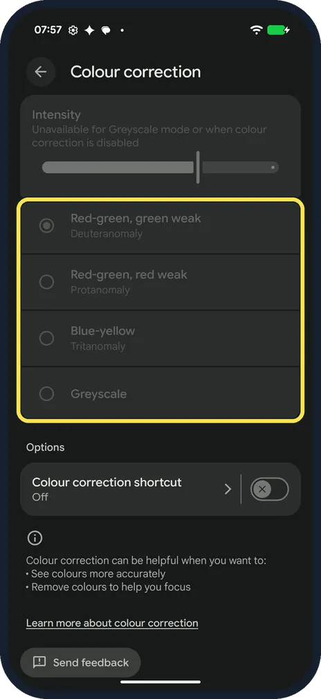 Android screenshot: Pick a mode