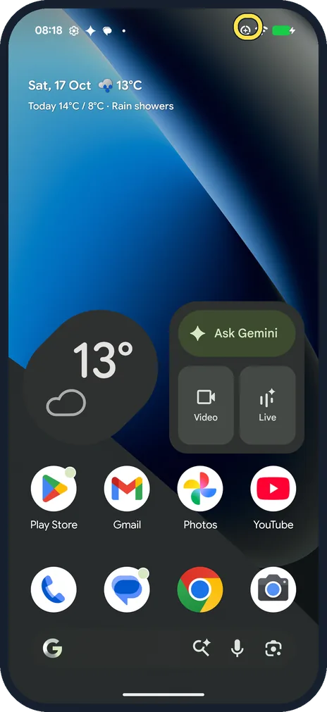 Android screenshot: Look for the icon