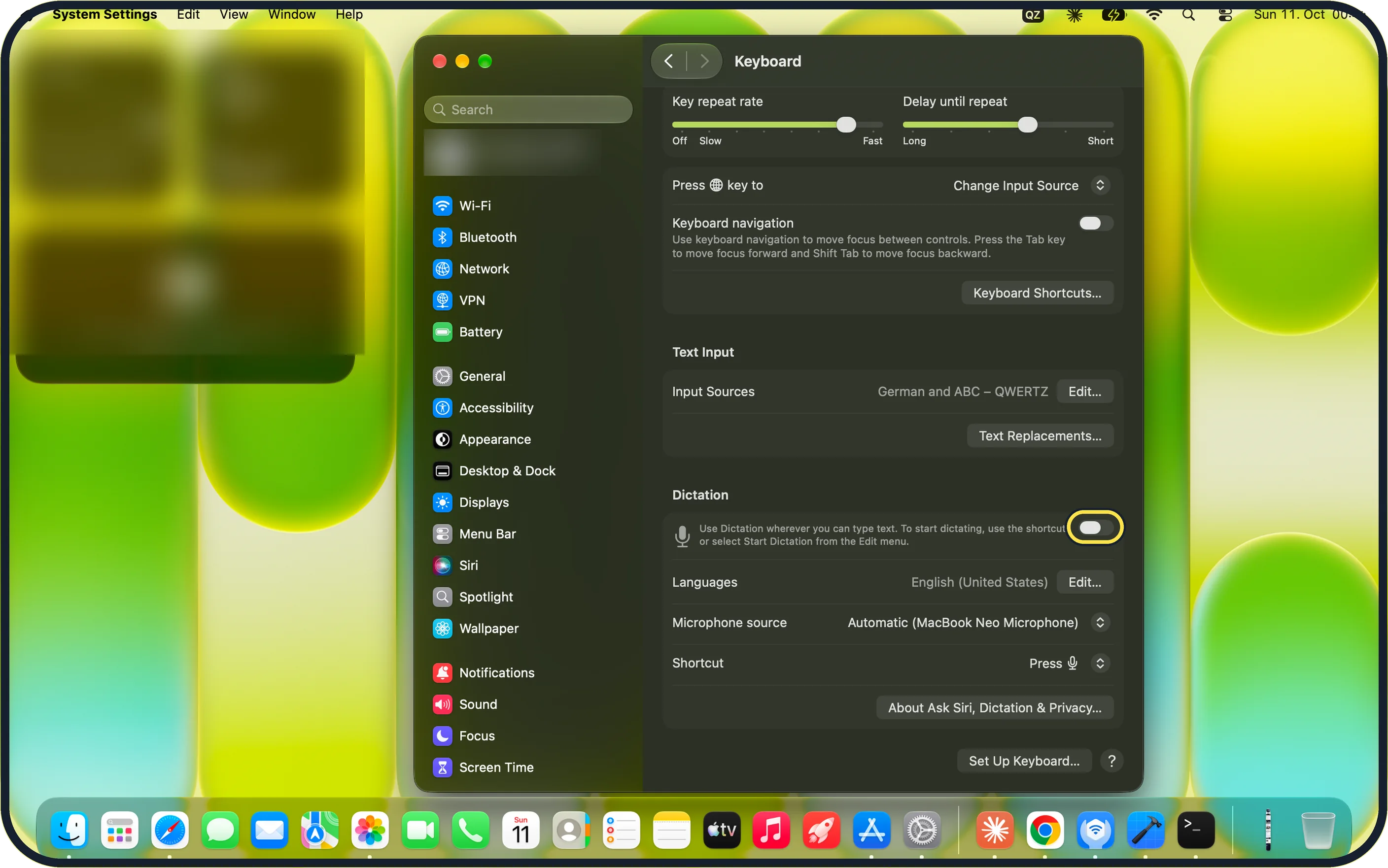 Screenshot from the guide: How to use dictation on a Mac
