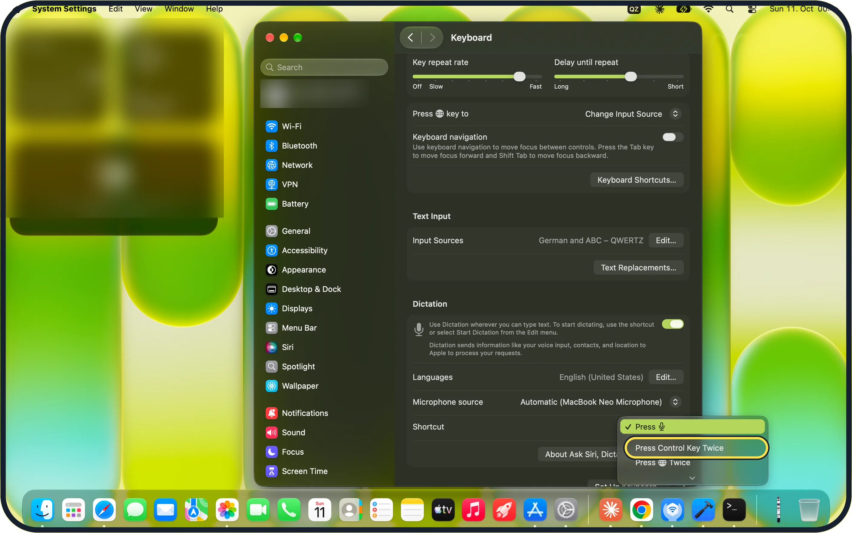 Mac screenshot: Check the shortcut