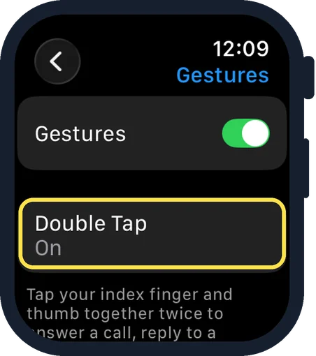 Apple Watch screen: Tap Double Tap