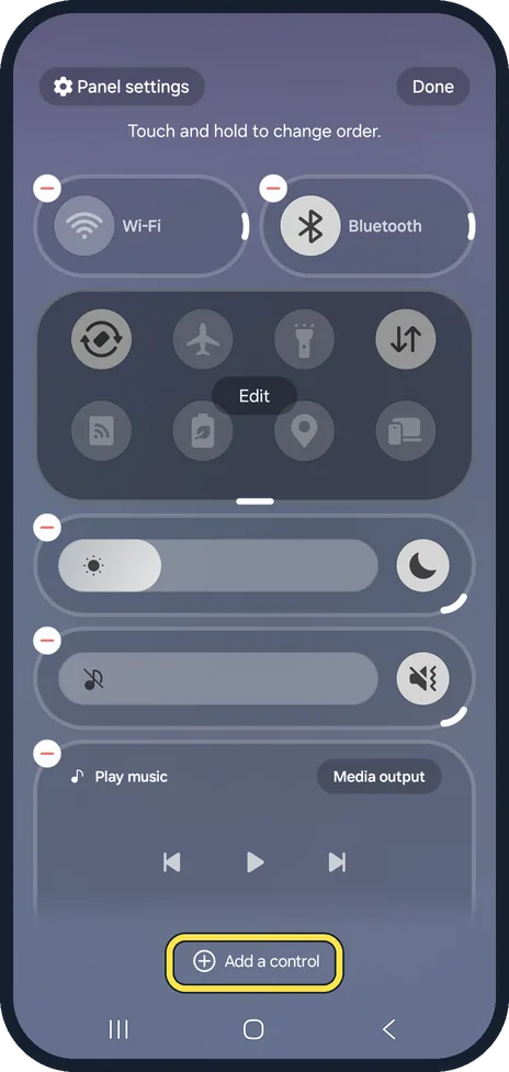 Android screenshot: Or use the quick panel