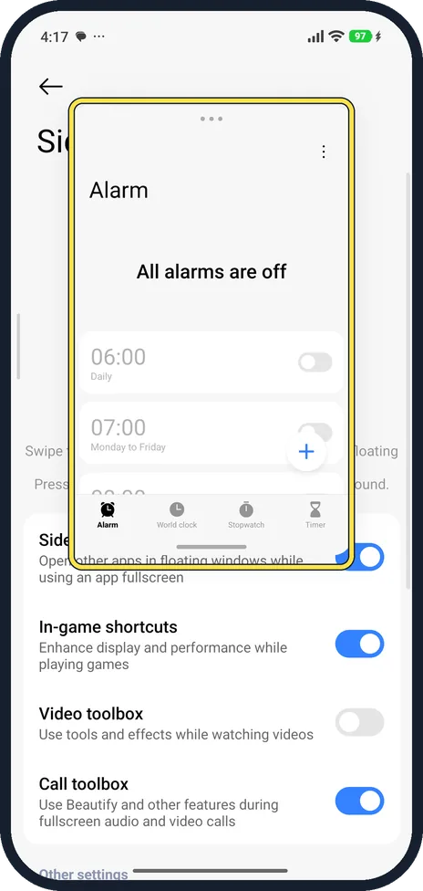 Android screenshot: Use the floating window