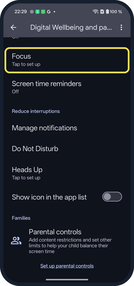Screenshot from the guide: How to use Focus mode on a OnePlus (OxygenOS 16)