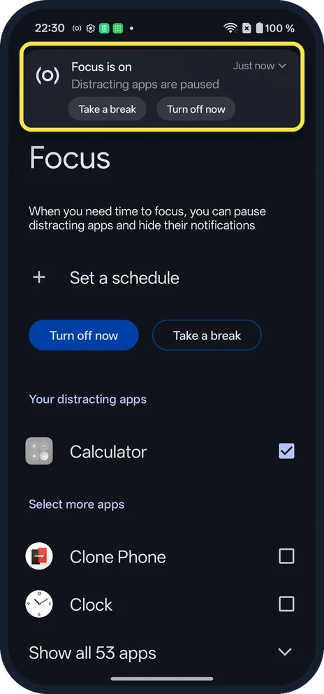 Android screenshot: Check the notification