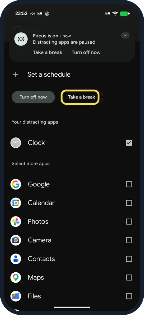 Android screenshot: Take a break if you need one