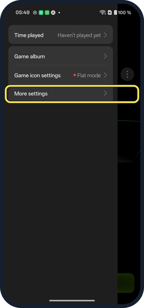 Android screenshot: Tap More settings
