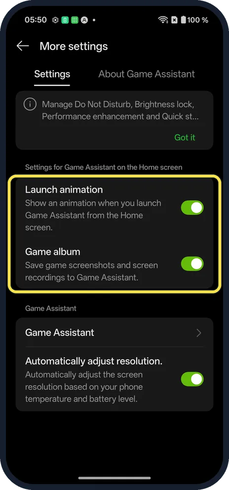 Android screenshot: Change settings