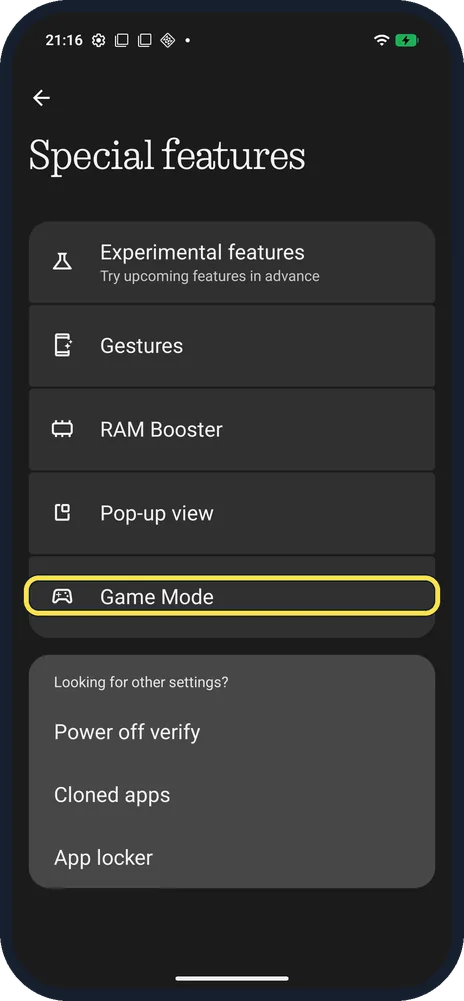 Android screenshot: Tap Game Mode